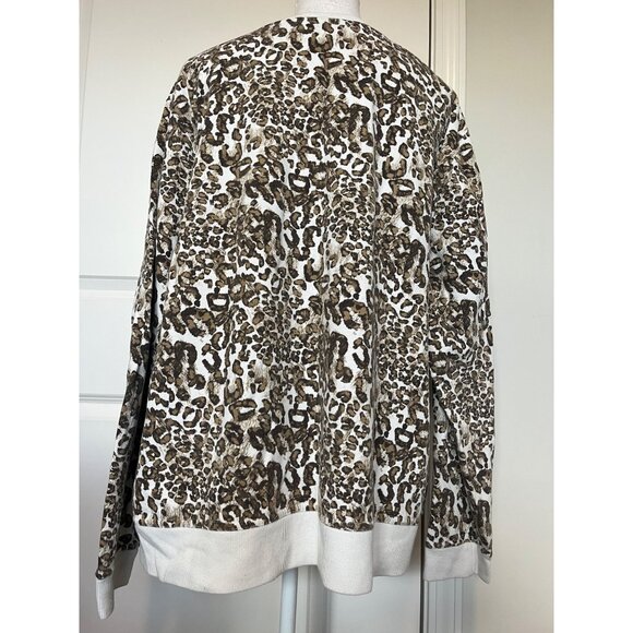 Kim Rogers Womens Leopard Print Pullover Sweatshirt Size 2X Animal Comfort Top - Picture 2 of 7